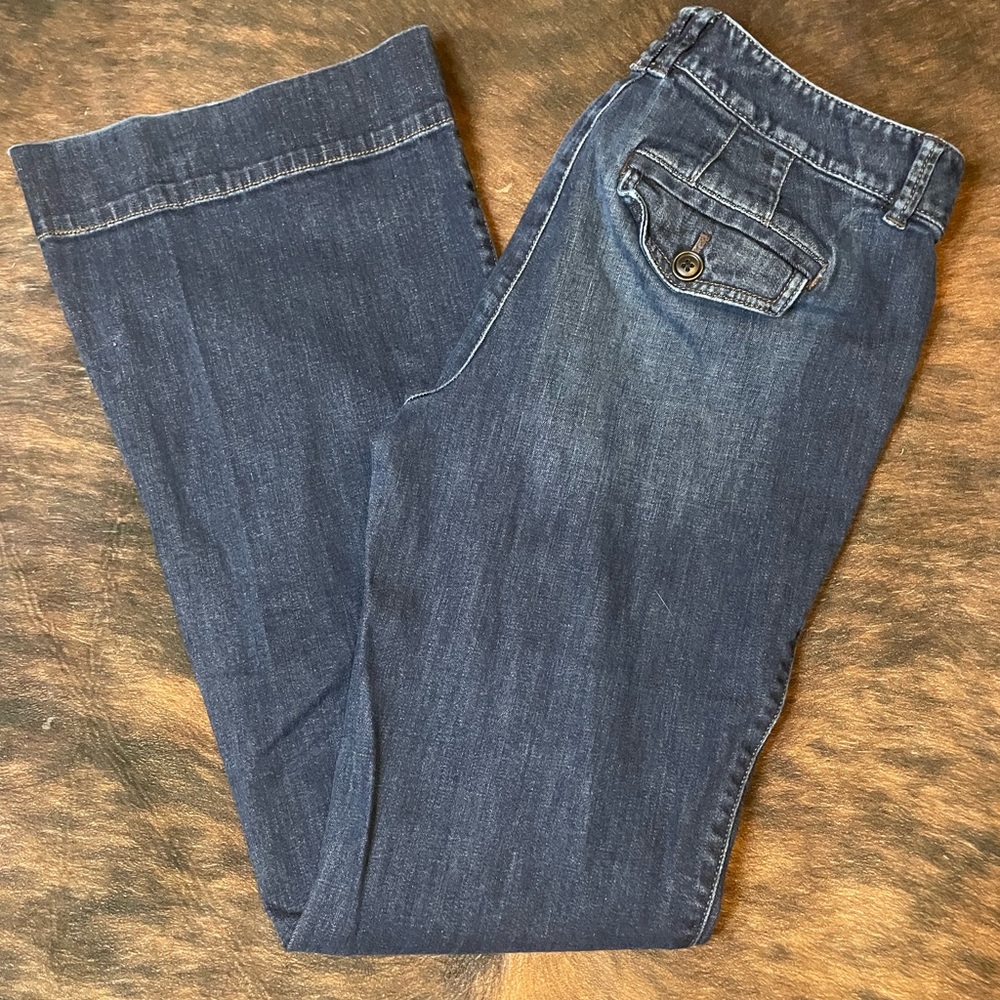 Low-Rise Denim Jeans with Buttoned Pocket- Size 4